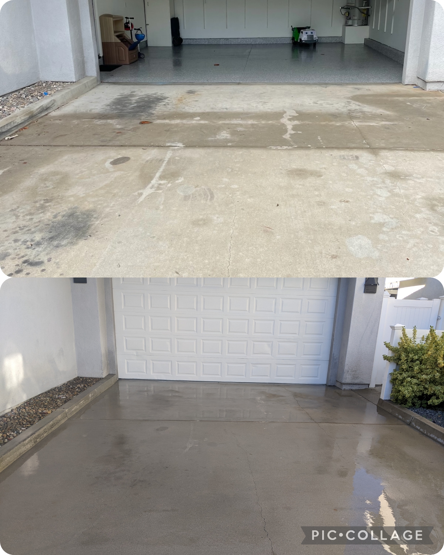 Before and after oil stain removal in Costa Mesa, CA