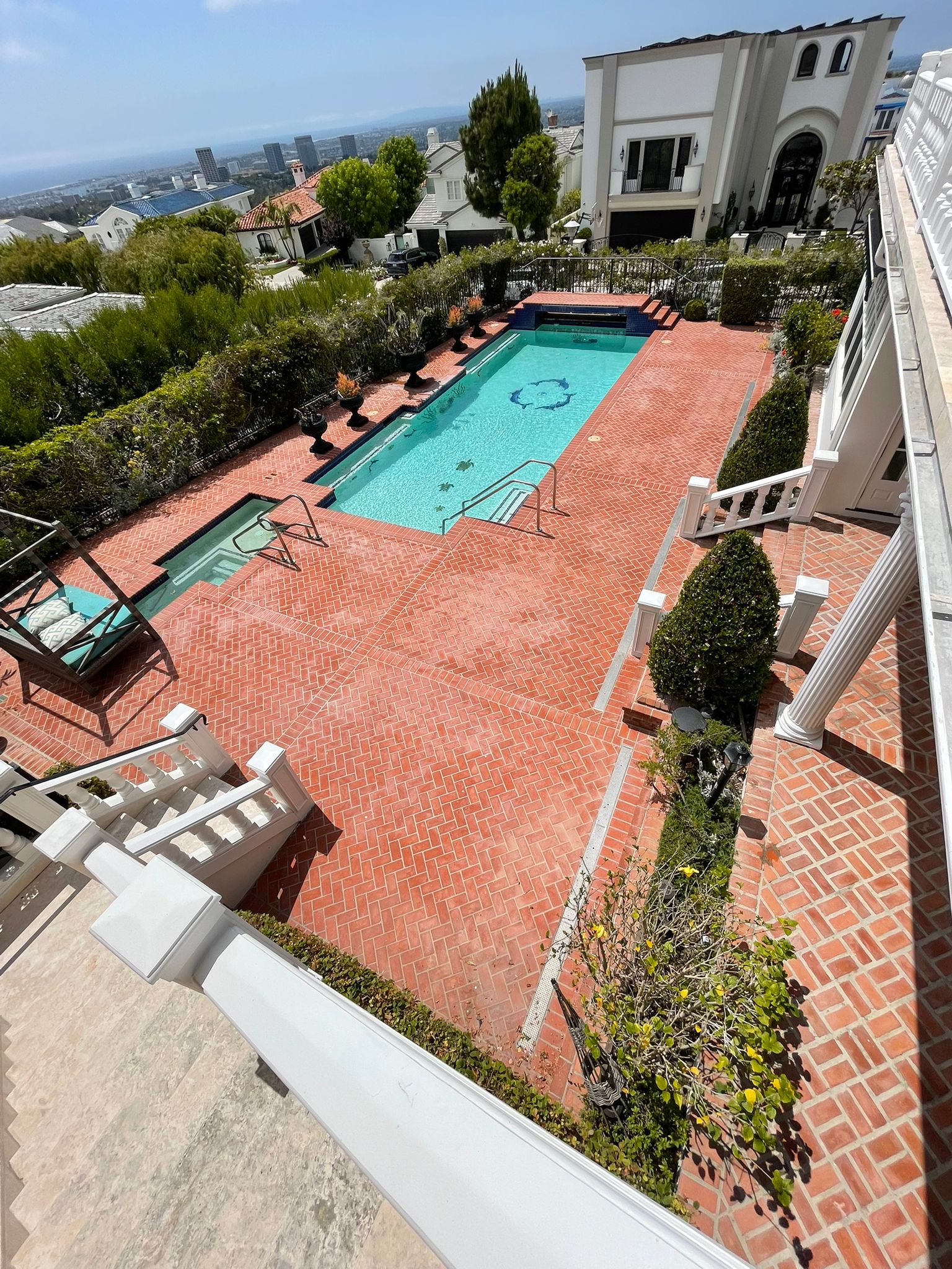Brick pressure washing in Newport Beach, California