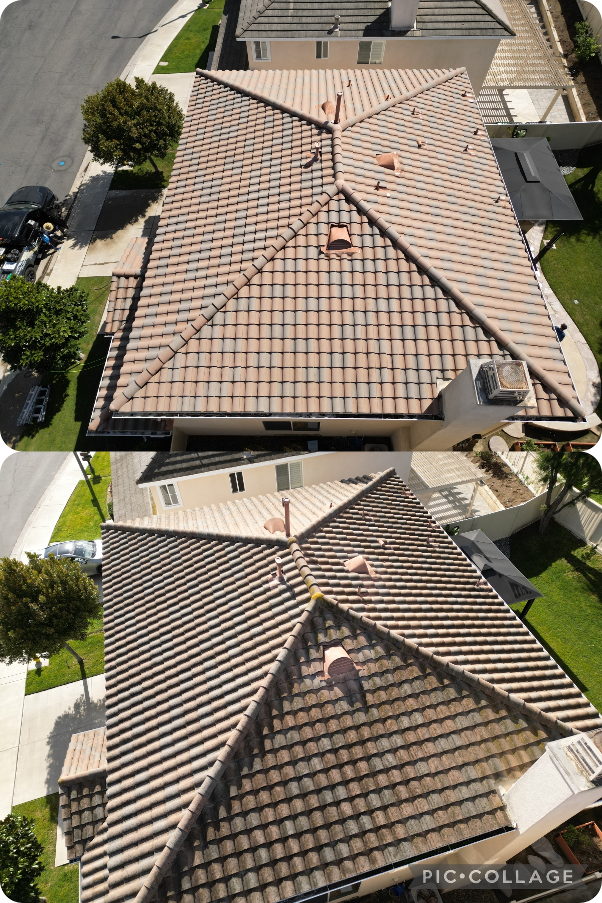 Roof washing, roof soft washing, tile cleaning in Irvine California 