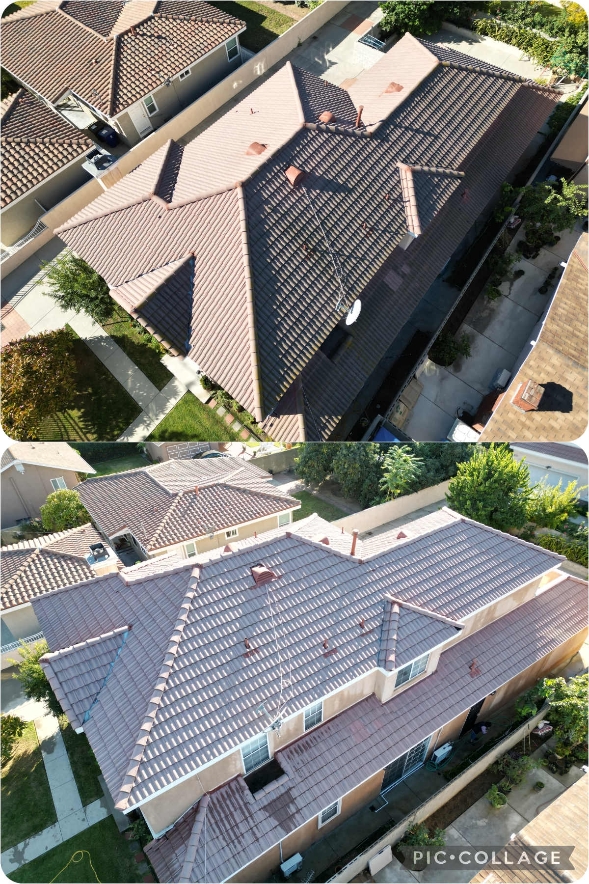 Tile roof cleaning before solar panel installation